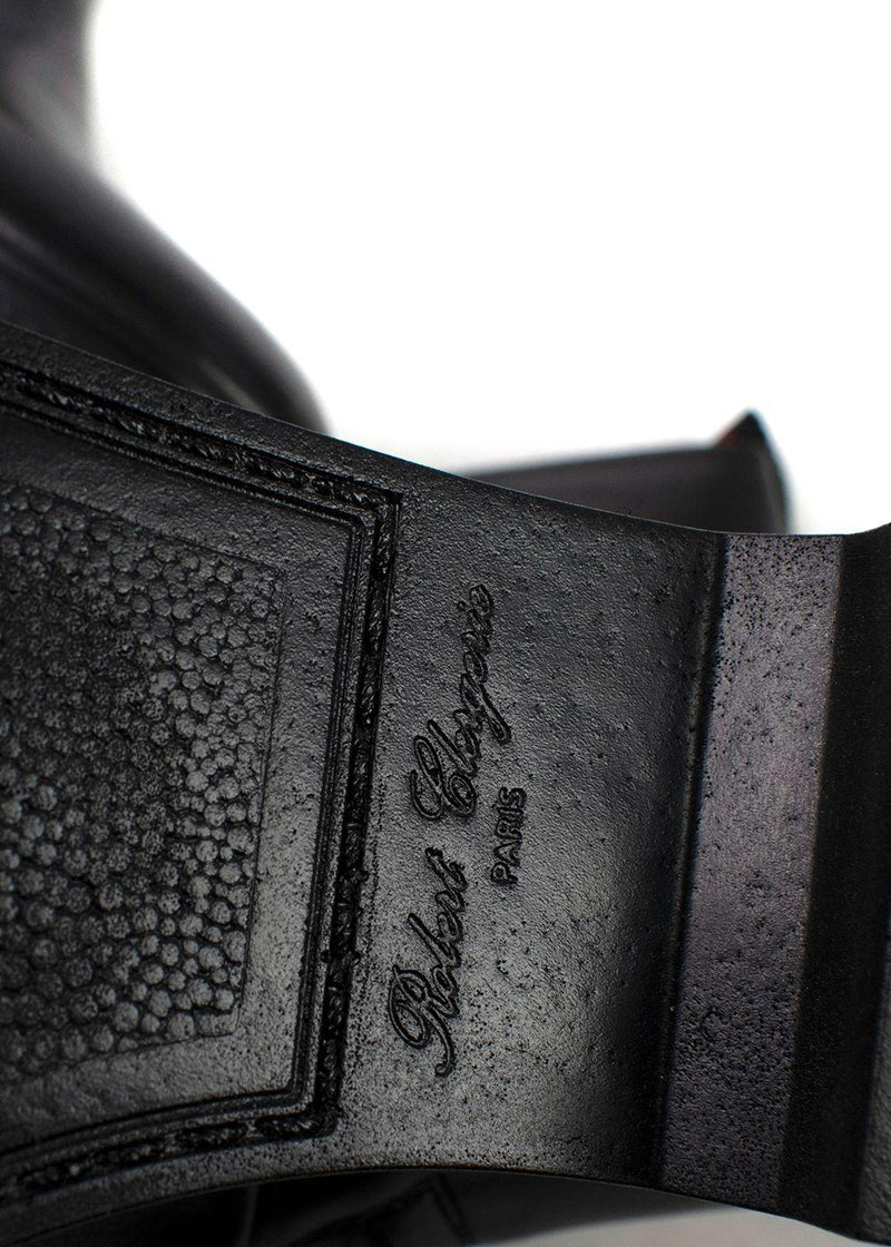 Robert Clergerie Black Leather Platform Ankle Boot