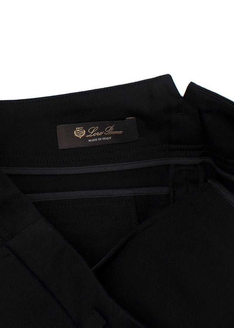 Loro Piana Black Cotton-blend Tapered Trousers