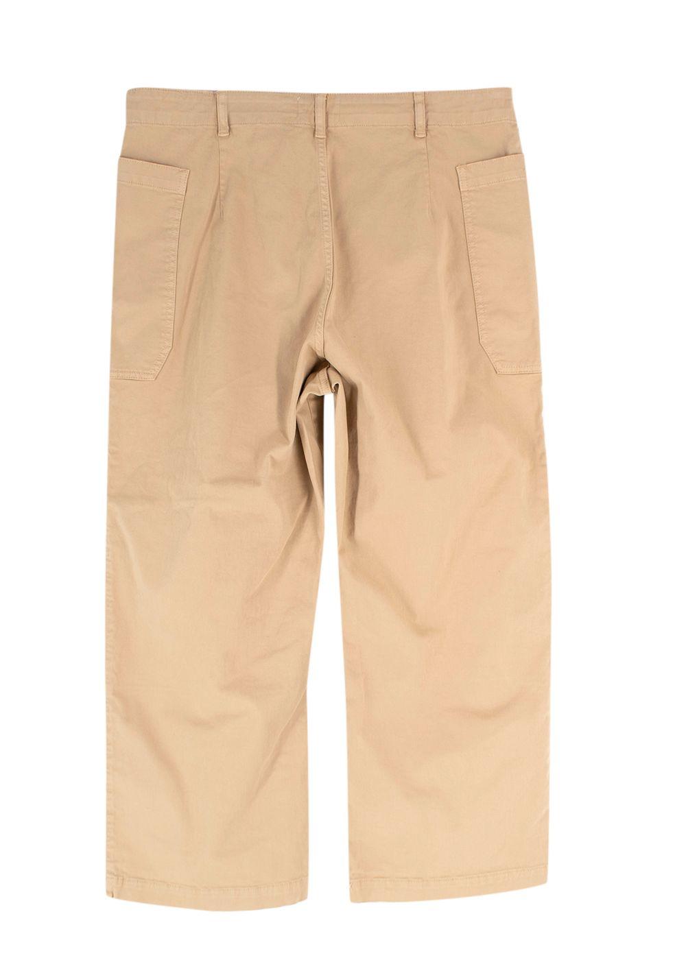 Frame Beige High Rise Cropped Twill Cargo Trousers