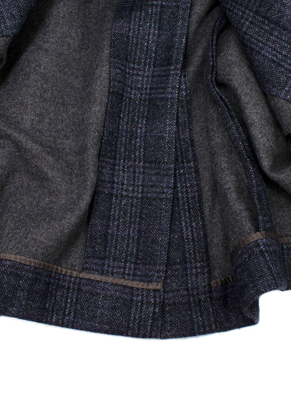 Canali Navy Check Kei Longline Coat