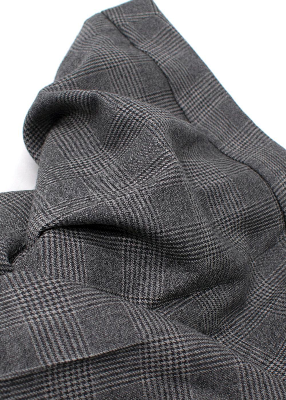 Giorgio Armani Grey Wool-Blend Checked Trouser