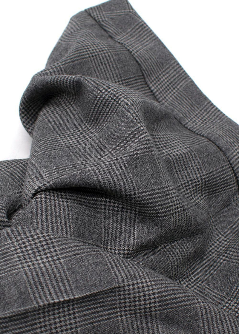 Giorgio Armani Grey Wool-Blend Checked Trouser