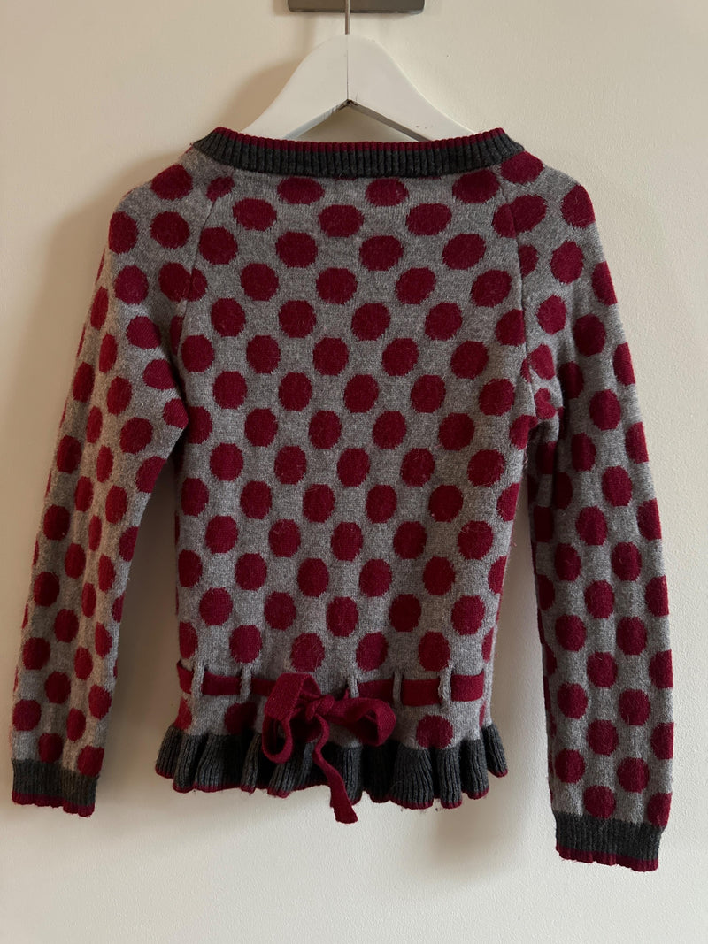 Monnalisa Kid's Grey Polka Dot Wool Cardigan