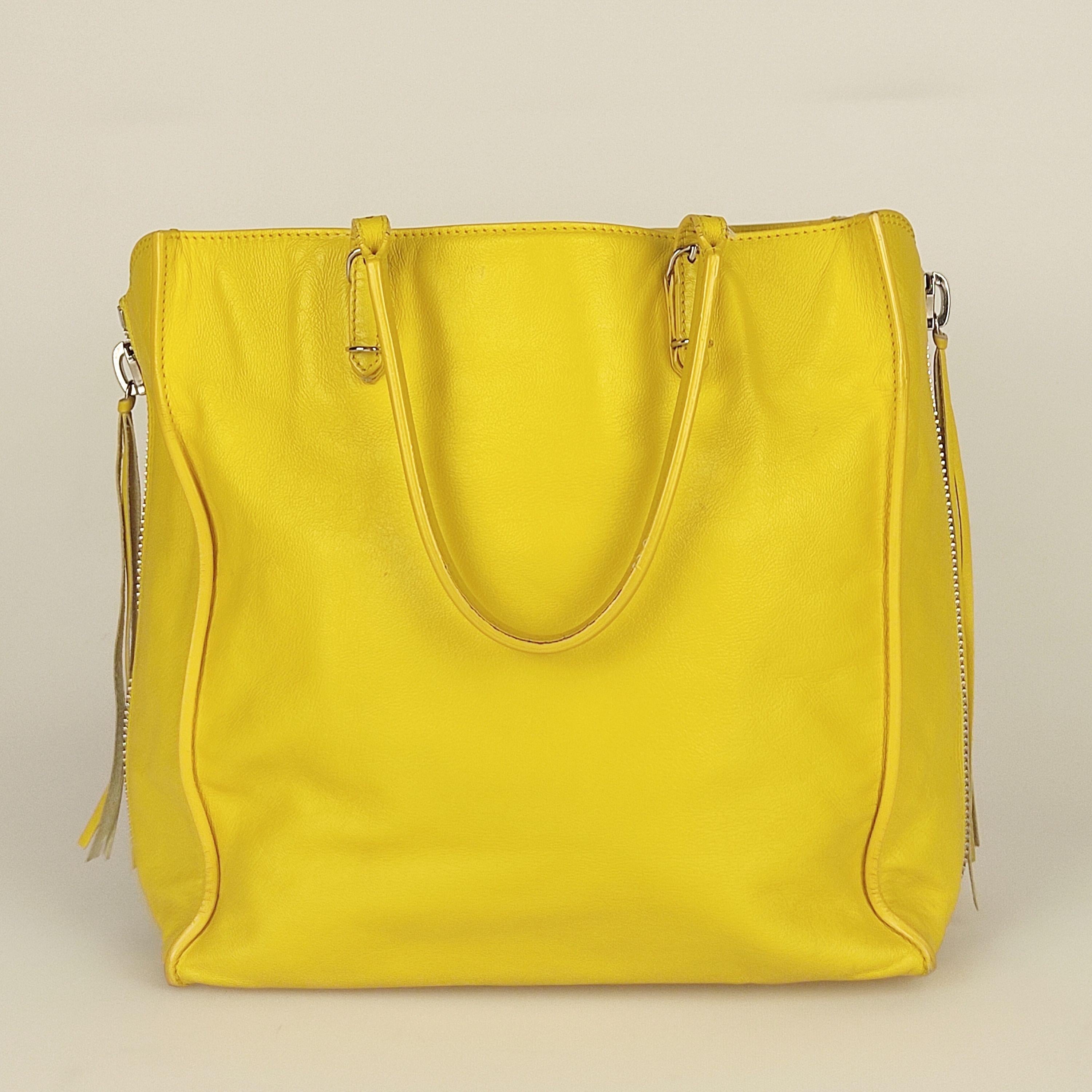 Yellow leather Papier tote bag
