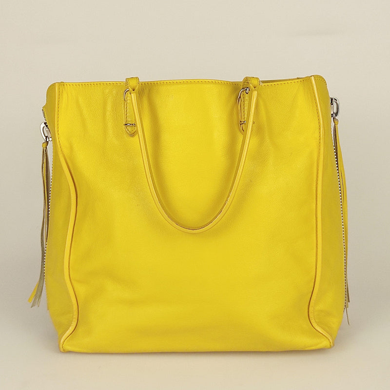 Yellow leather Papier tote bag