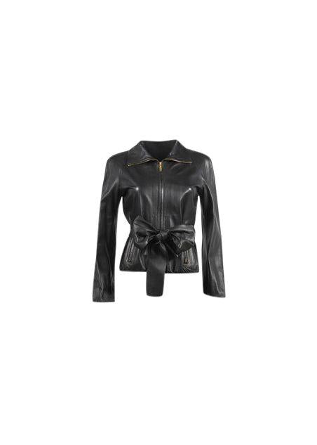 Gucci Black Belted Leather Jacket