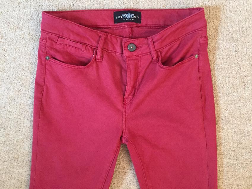 SALTSPIN dark red skinny stretchy jeans