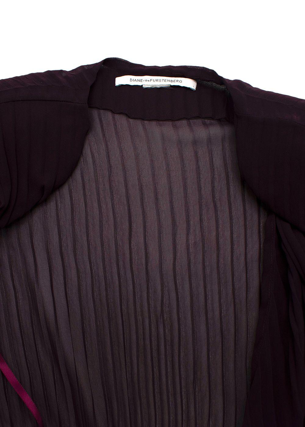 Diane Von Furstenberg Burgundy Pleated Wrap Maxi Dress