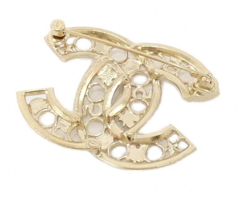 Chanel Coco Mark Double C Gold Metal Brooch