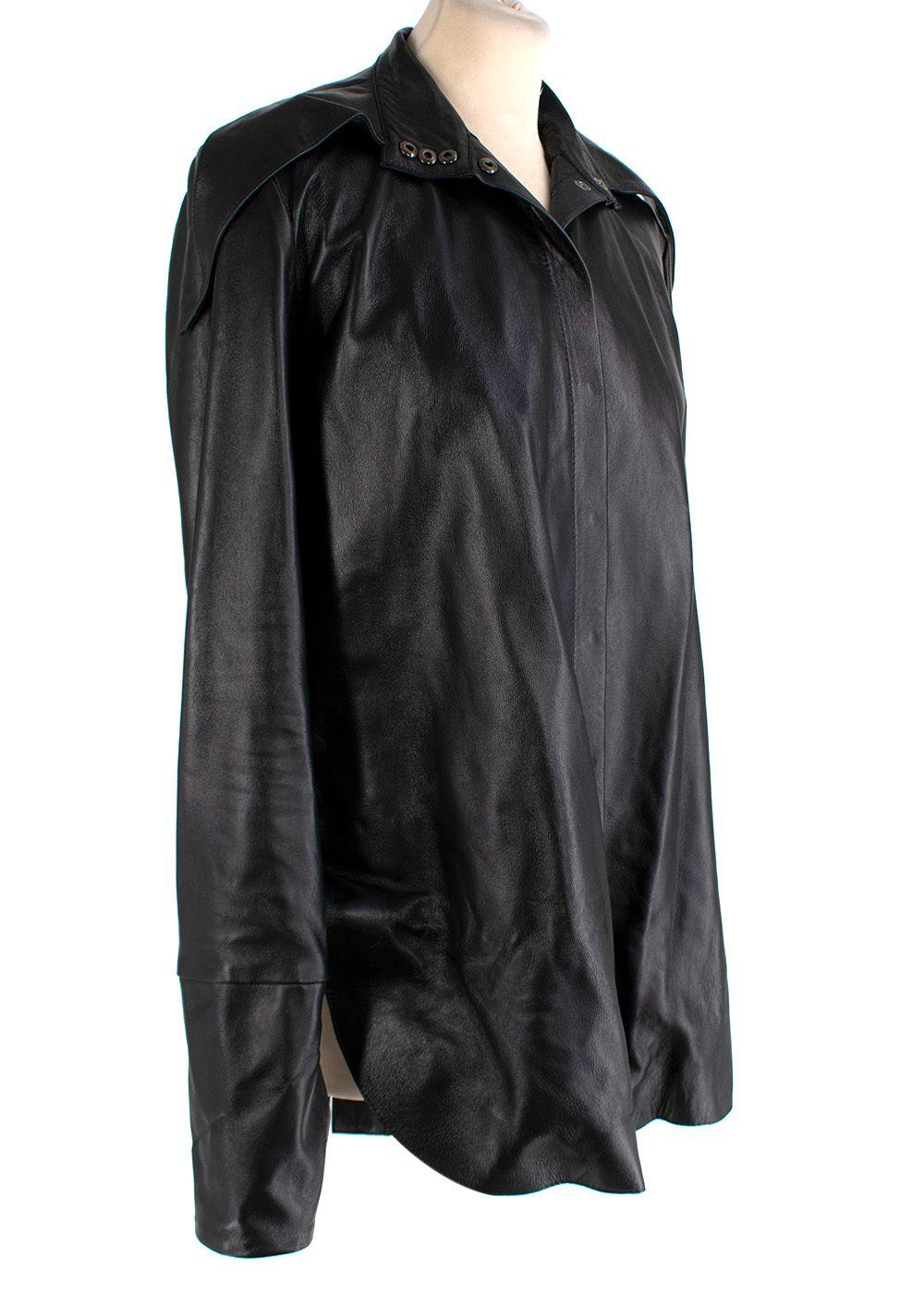 Seymour black leather dagger collar shirt