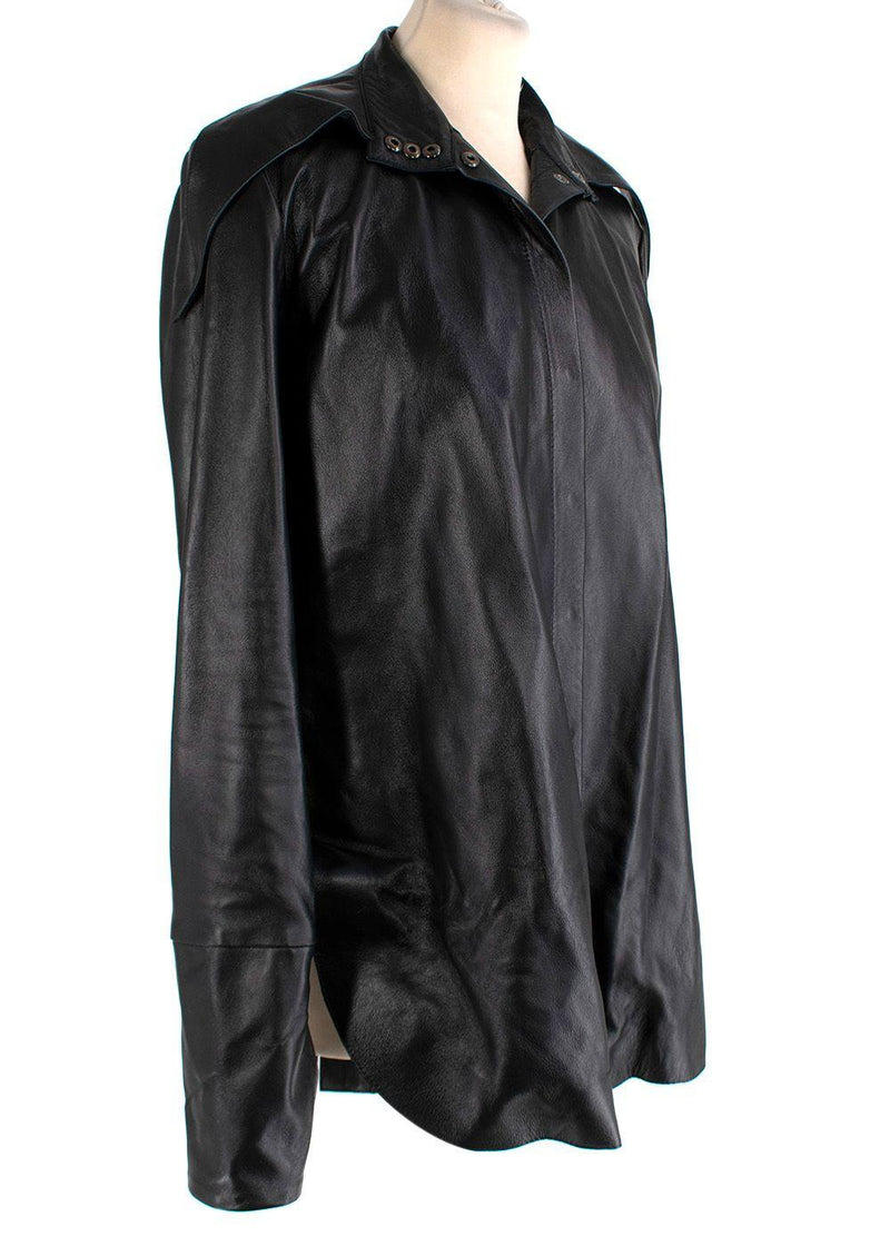 Seymour black leather dagger collar shirt