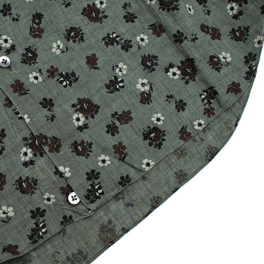 Donato Liguori Sage Green Floral Linen Shirt