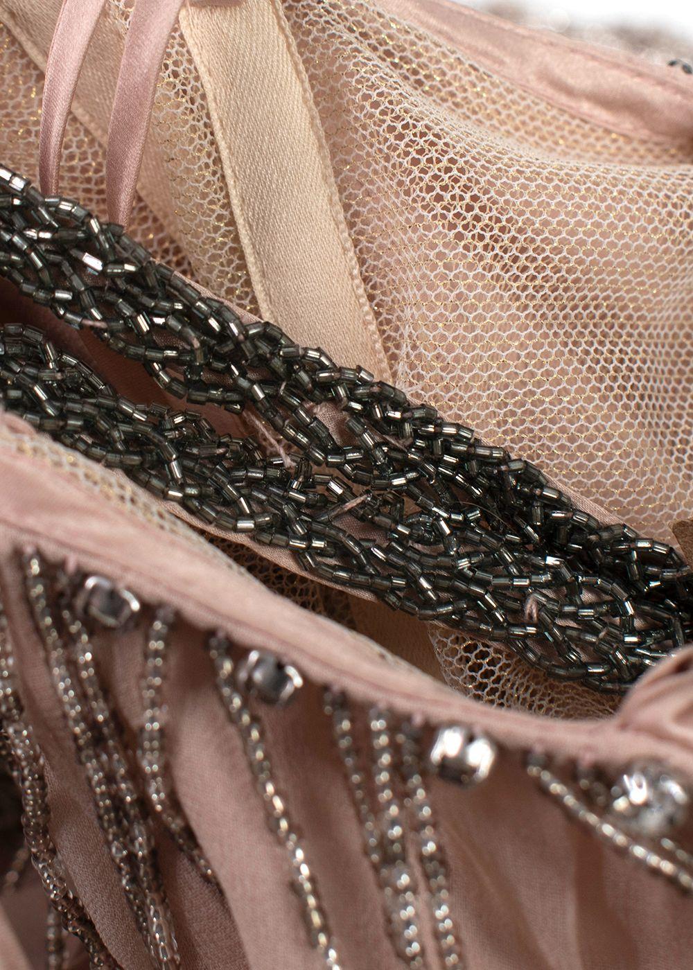 Jenny Packham Beaded Layered Dusky Pink Mini Dress