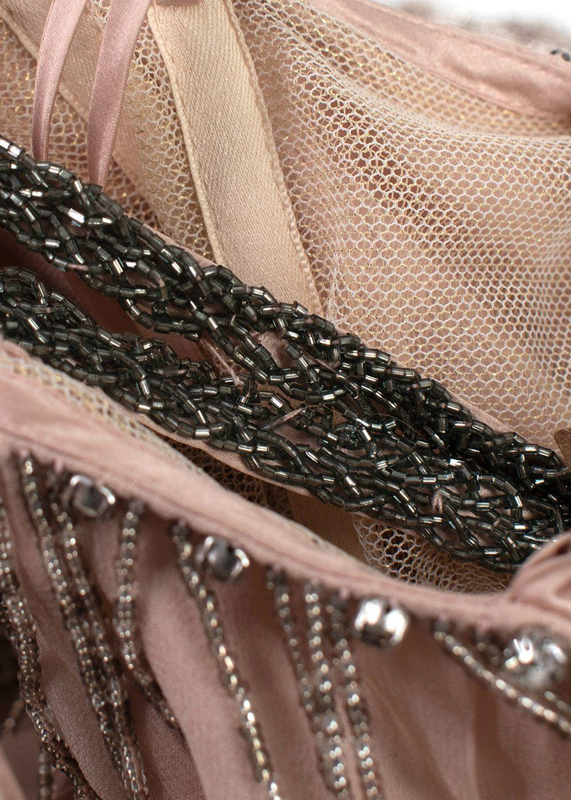 Jenny Packham Beaded Layered Dusky Pink Mini Dress
