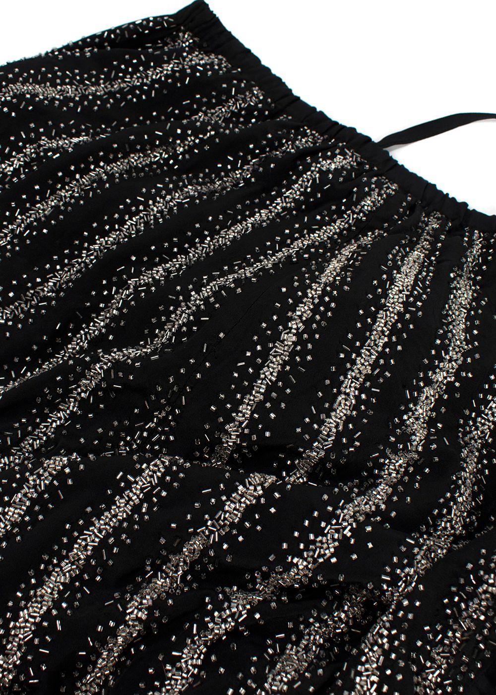 Dries Van Noten Black Silk Sequin Embellished Trousers