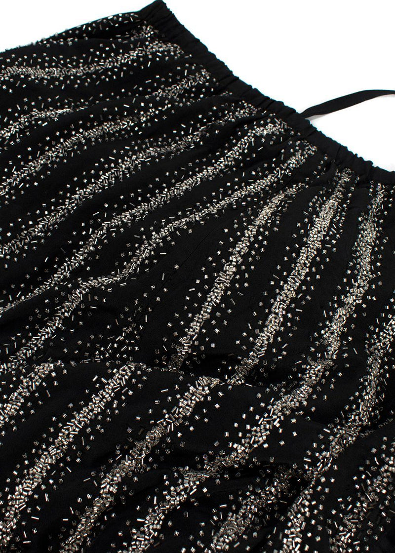 Dries Van Noten Black Silk Sequin Embellished Trousers