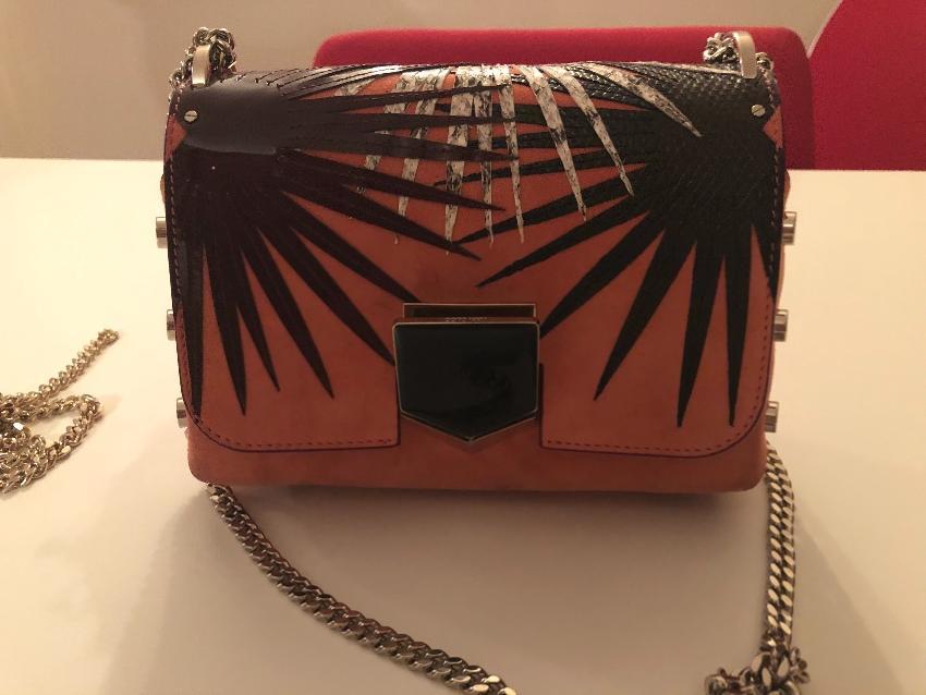 Jimmy Choo 'Petite Lockett' Palm Appliqué Suede Shoulder Bag