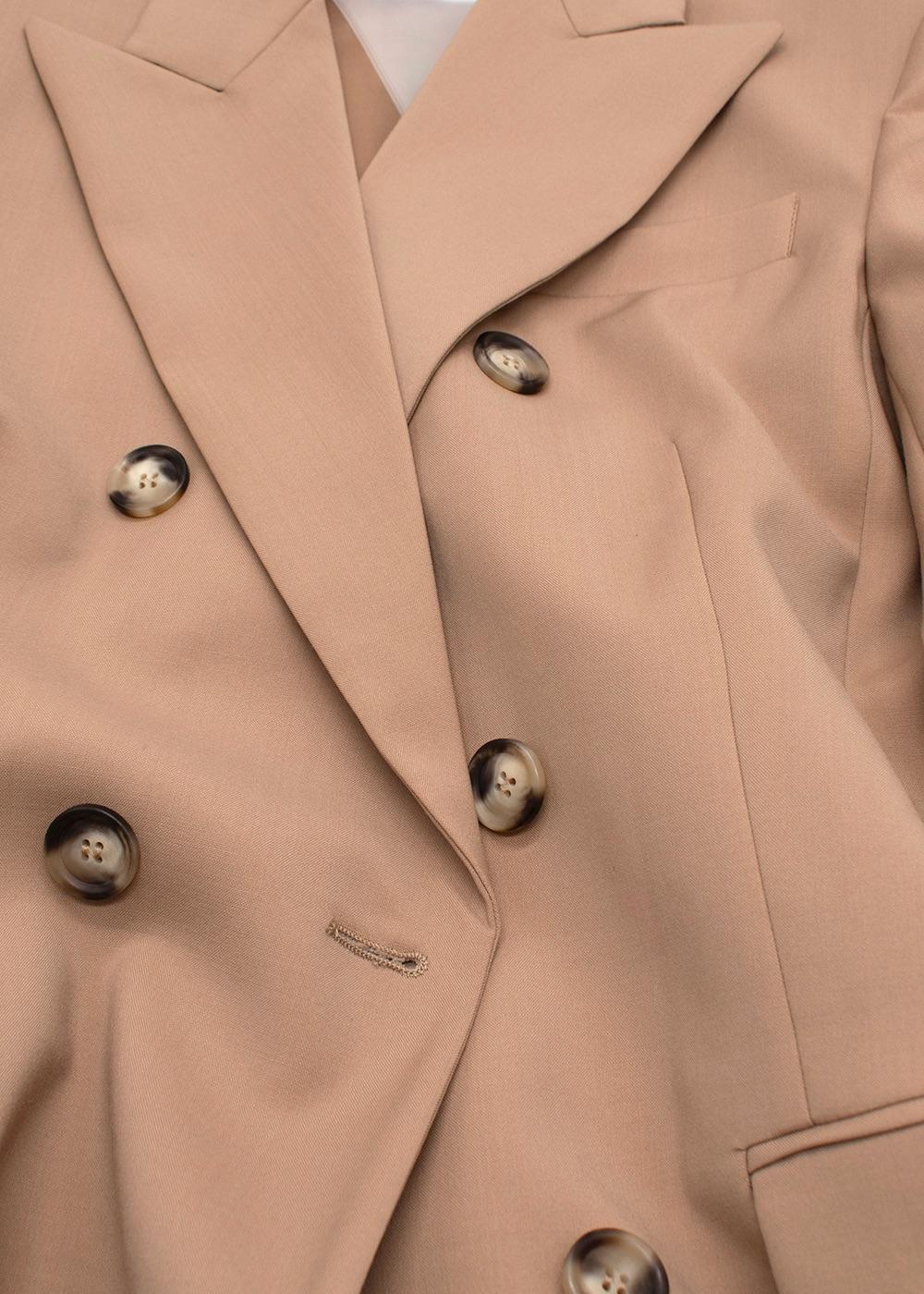 Sportmax Beige Double Breasted Wool Blazer