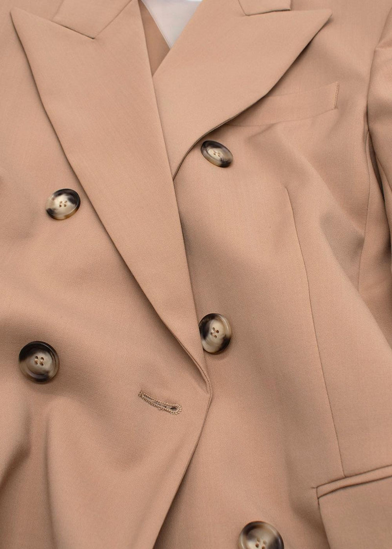 Sportmax Beige Double Breasted Wool Blazer