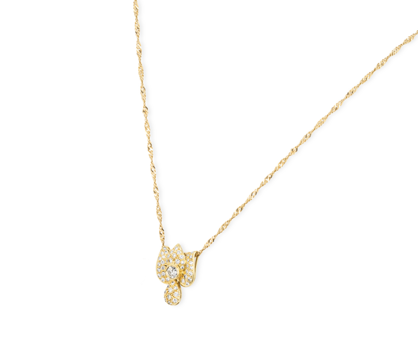 Yellow Gold Diamond Floral Pendant 0.69ct