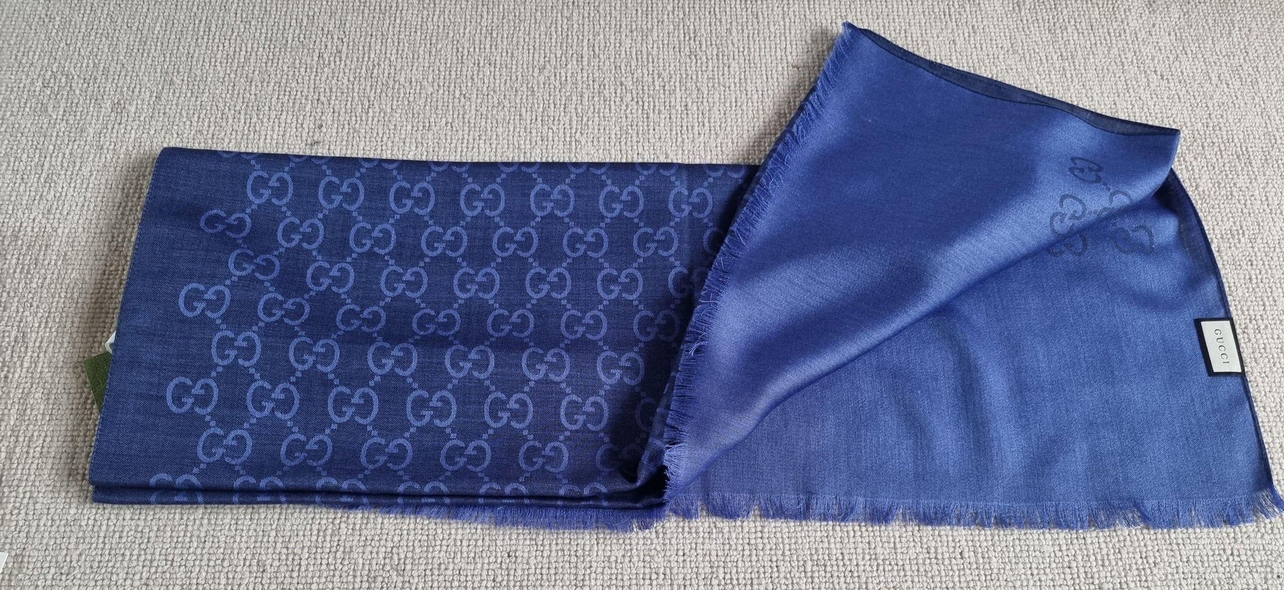 Gucci Cobalt Blue Wool/Silk Blend Scarf