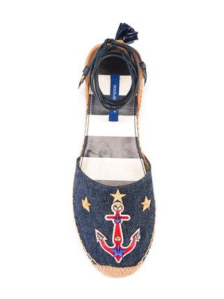 Dolce & Gabbana Anchor Embroidered fringed leather espadrilles