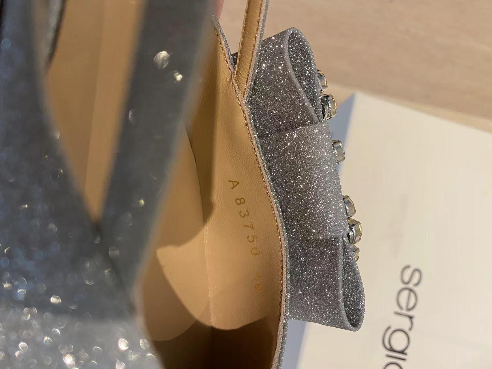 Silver glitter & crystal slingback heeled pumps