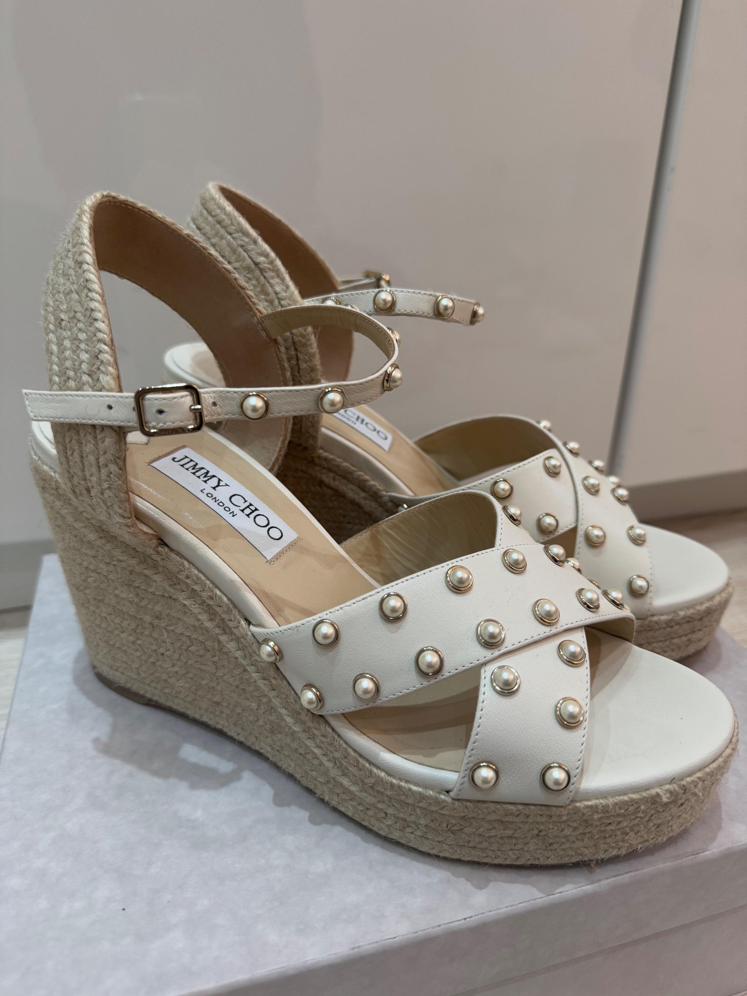 Jimmy Choo Dellena Cream Wedges