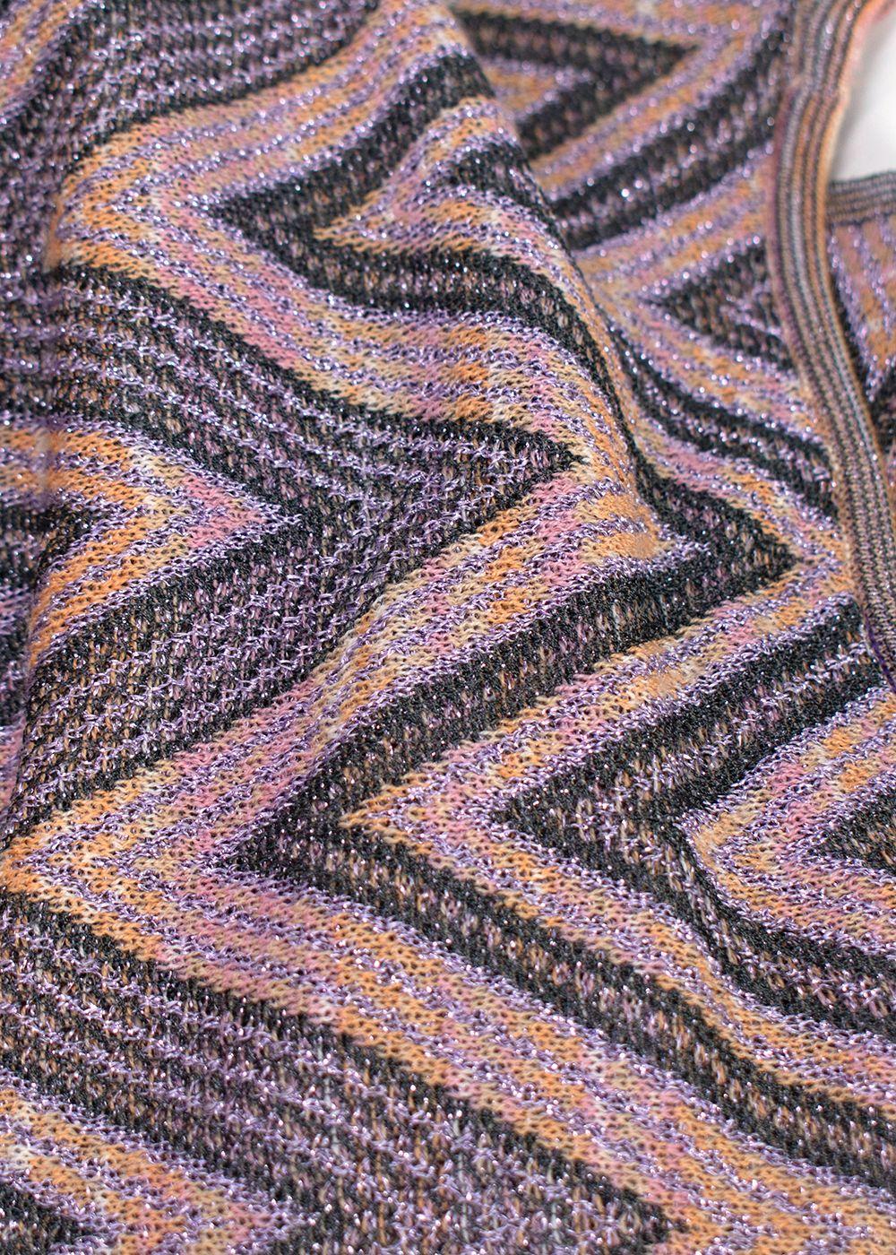 M Missoni Metallic Multicolor Zigzag Patterned Knit Top