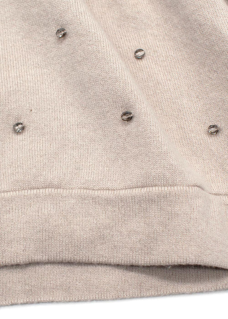 Brunello Cucinelli Beige Embellished Cashmere Knit