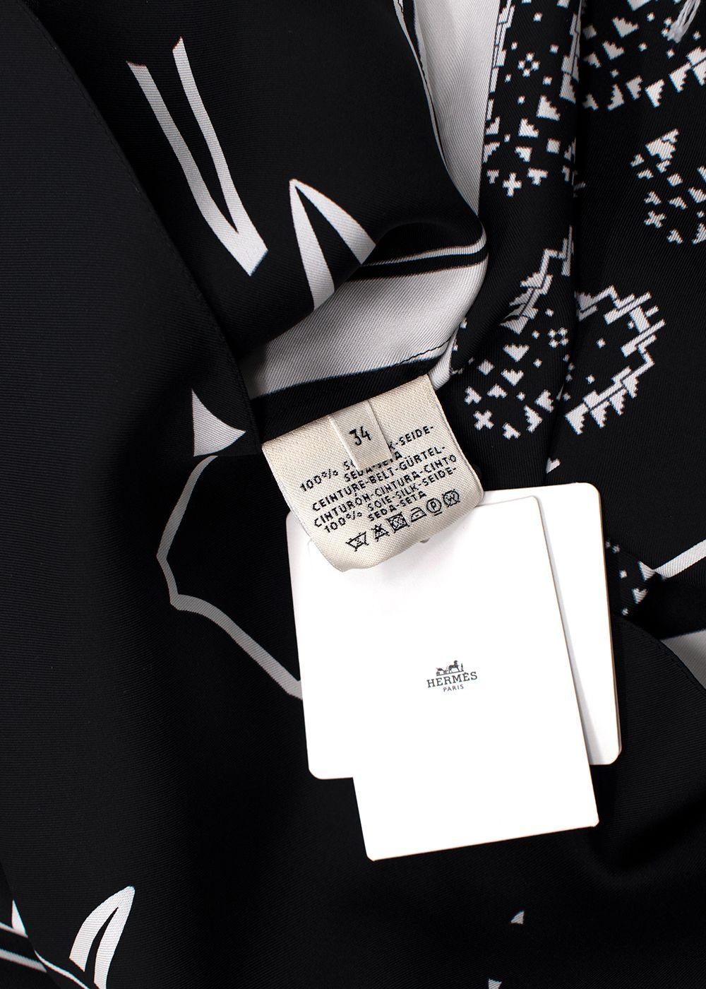 Hermes Black And White Belted Silk Dress Tunic