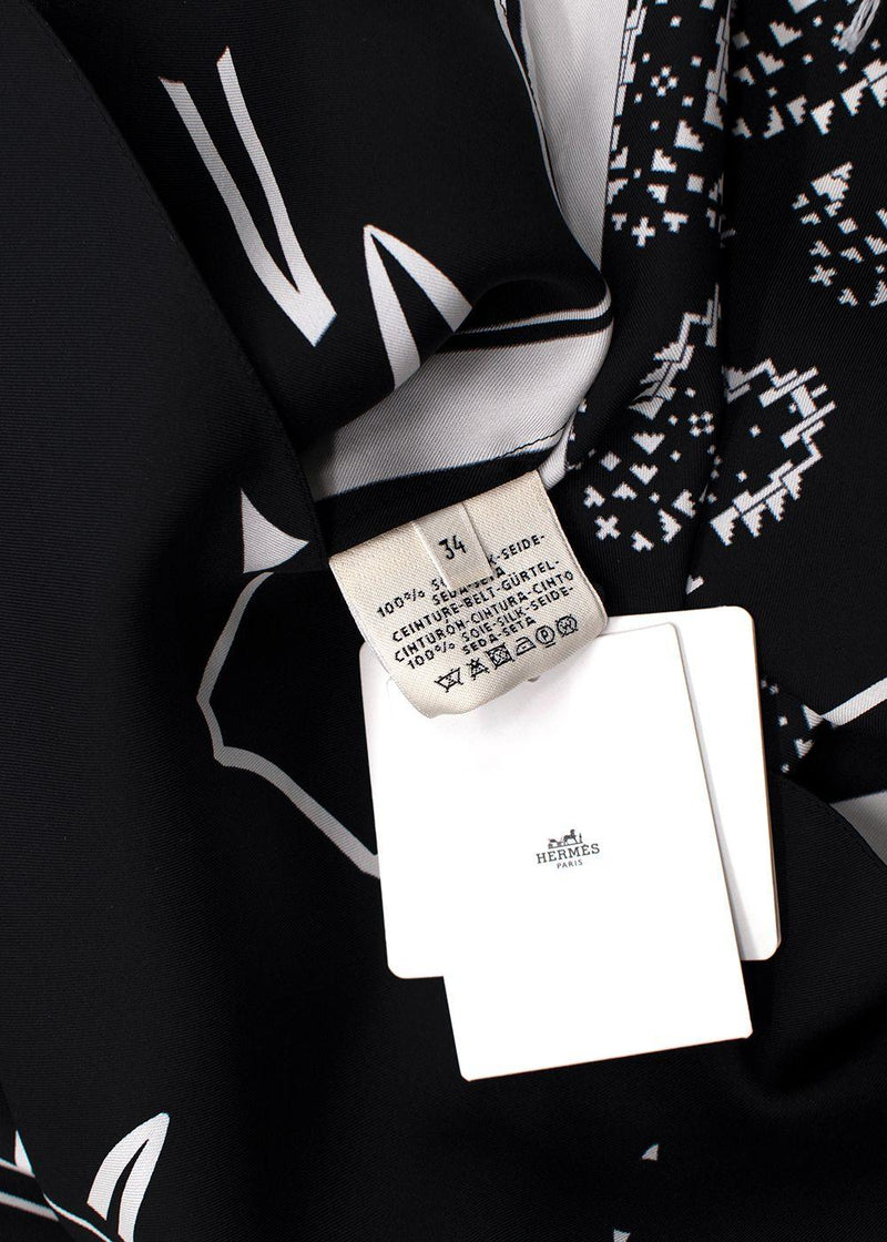 Hermes Black And White Belted Silk Dress Tunic