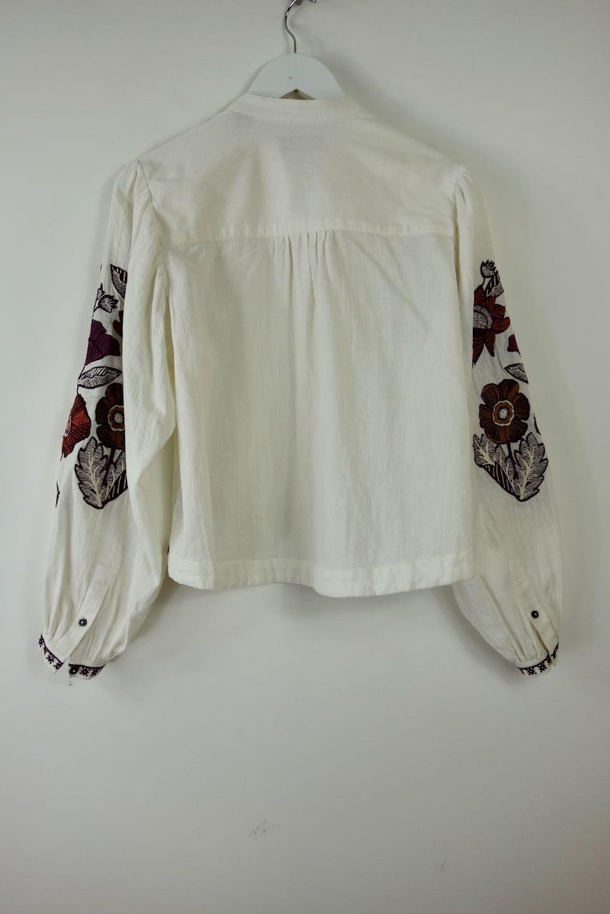 Ivory floral embroidered blouse