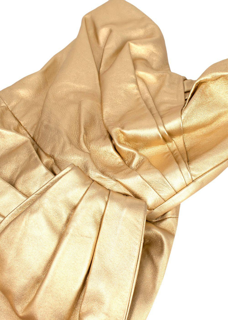 Dundas Strapless Ruched Metallic Leather Dress