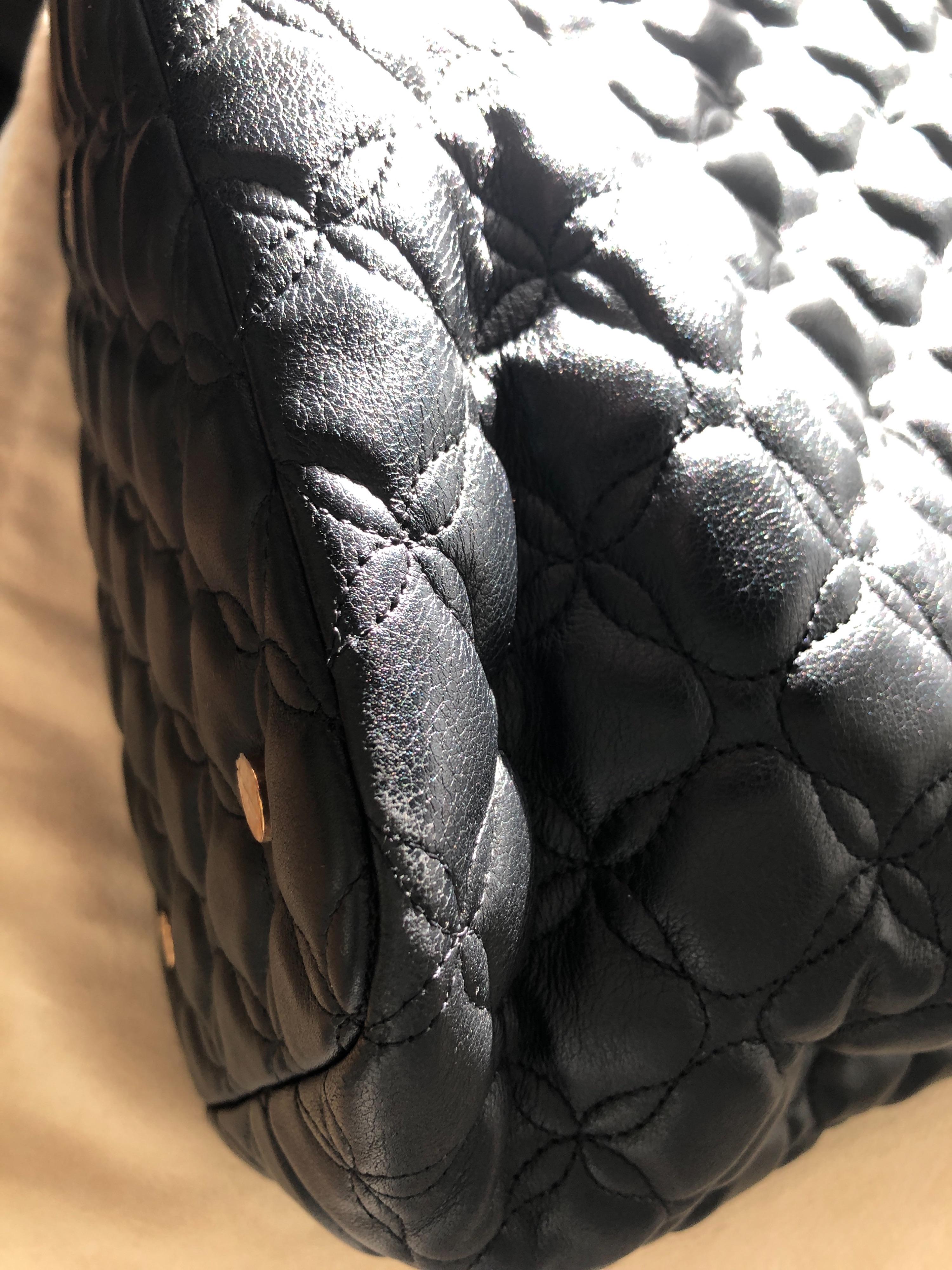 Black Quilted Leather Tote