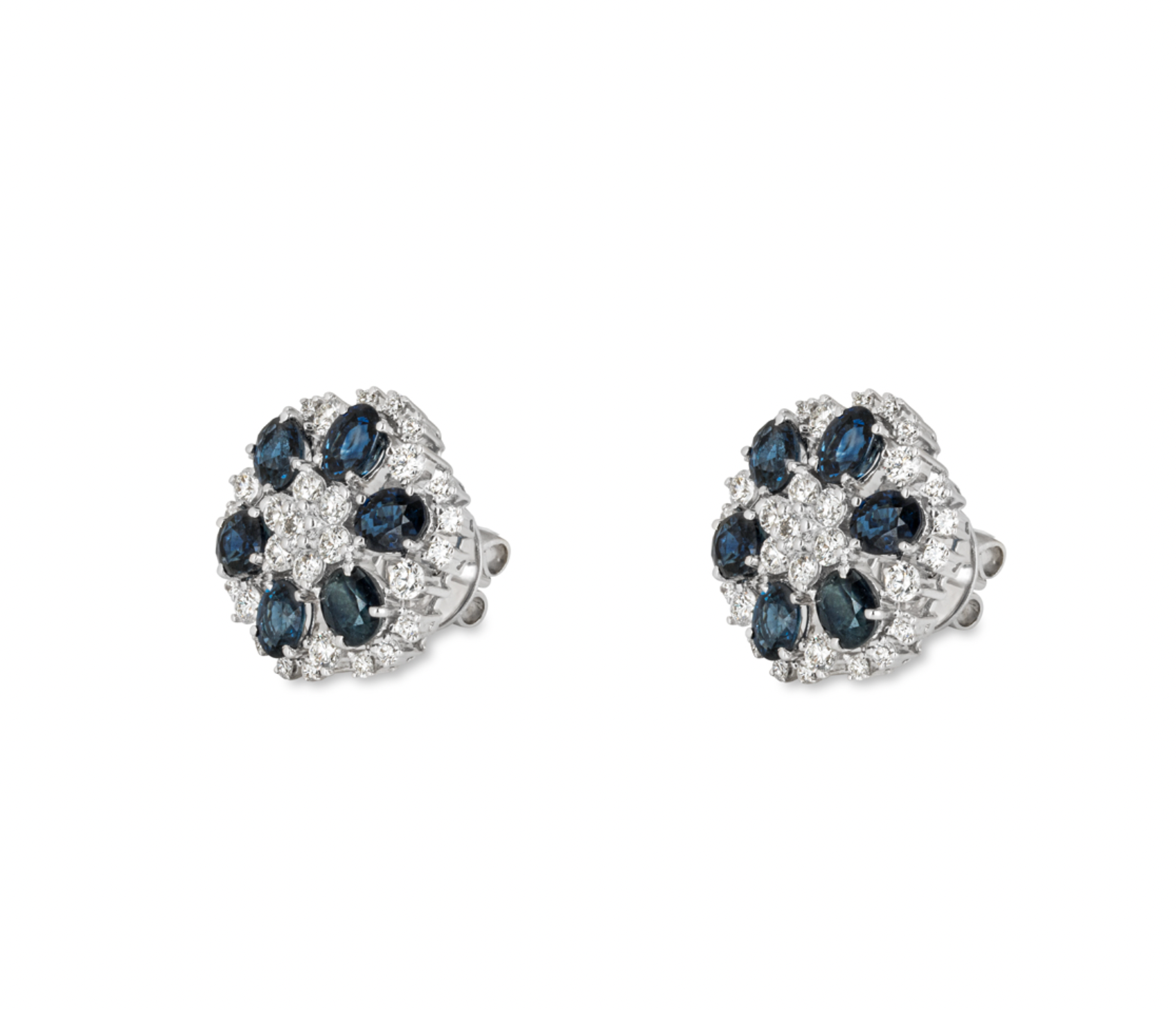 18ct white, diamond & sapphire stud earrings