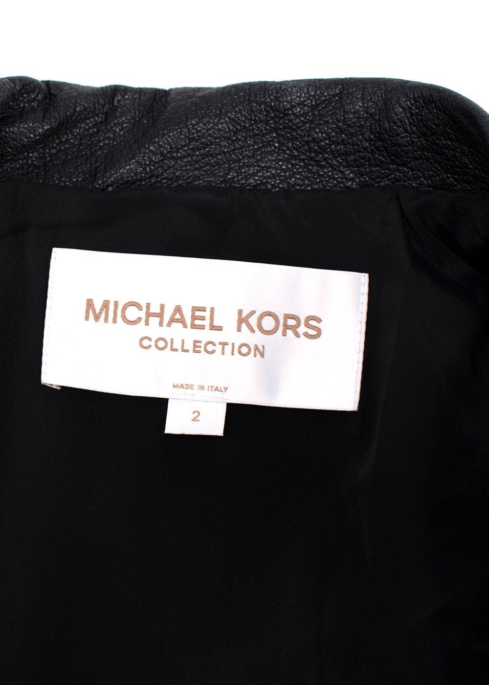 Michael Kors Collection Black Leather Biker Jacket