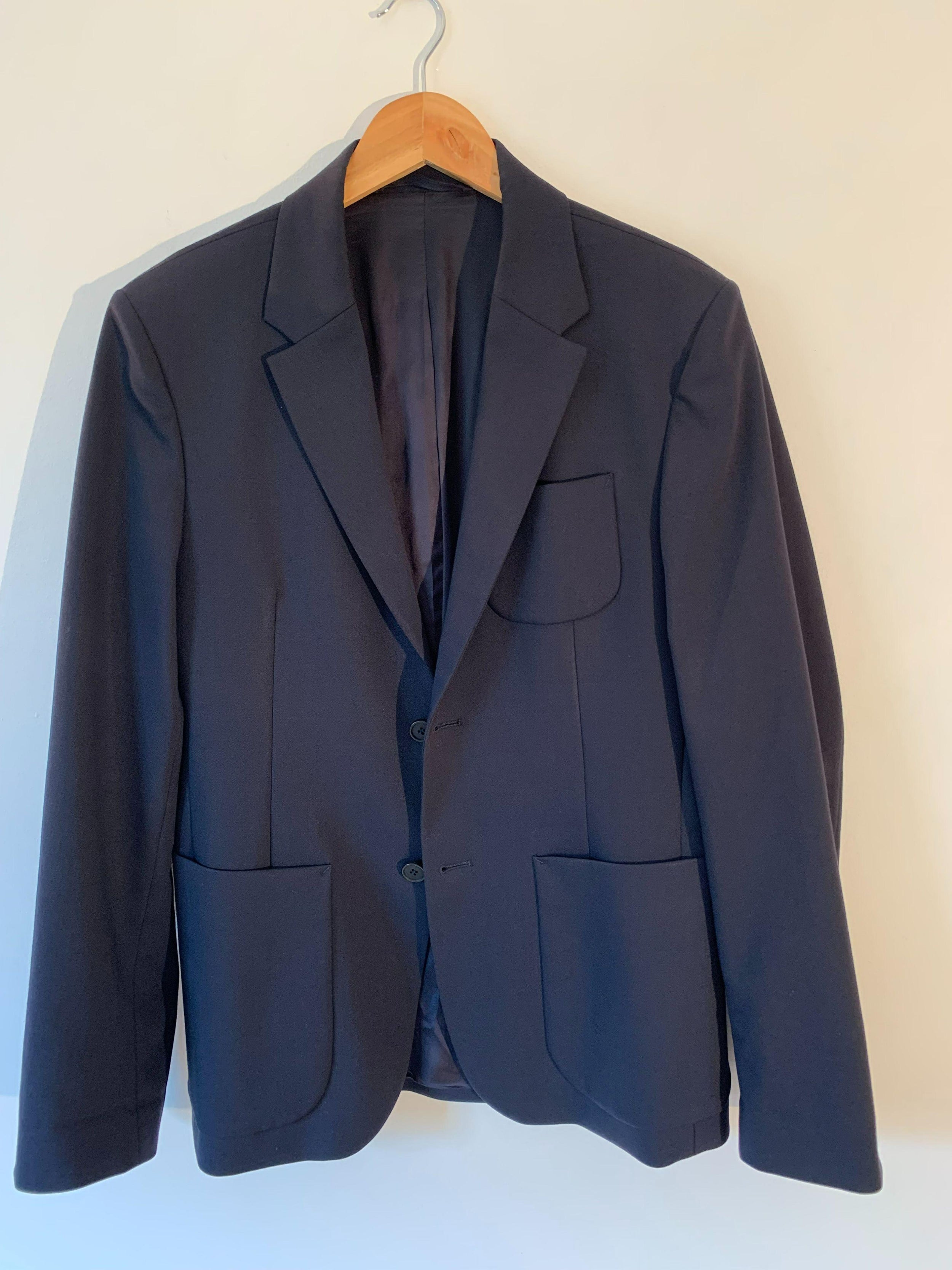 Blue Wool Blend Tailored Jacket