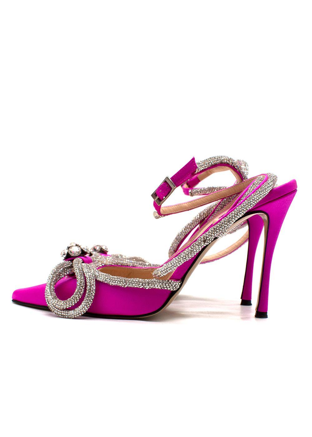 Mach & Mach Fuscia Double Bow Satin Pumps
