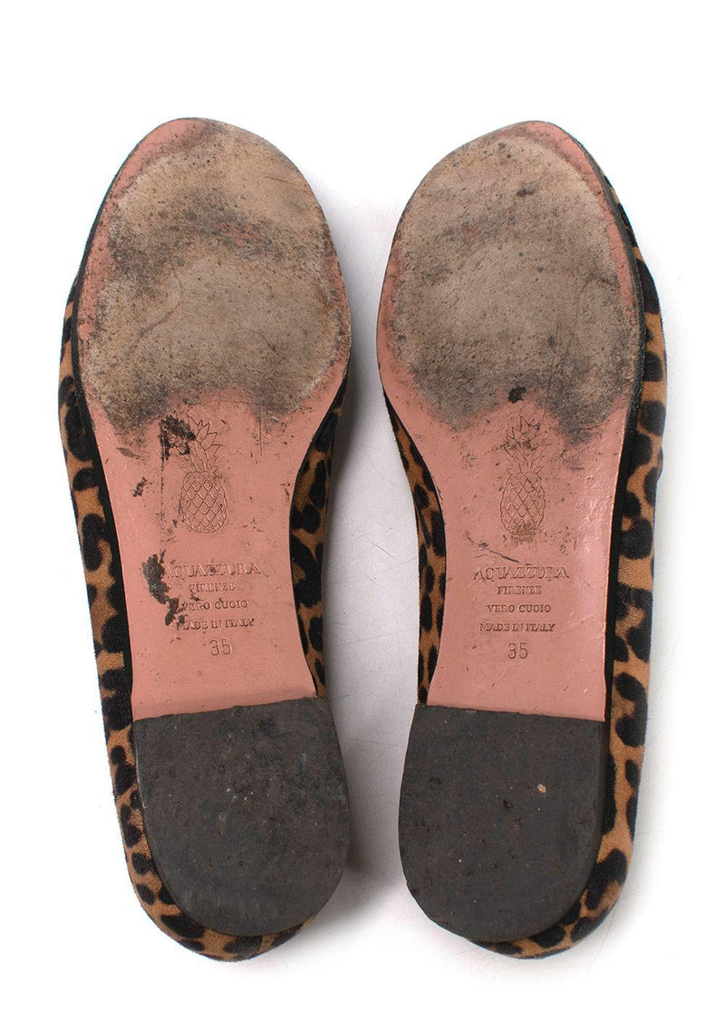 Aquazzura Leopard Print Suede Loafers