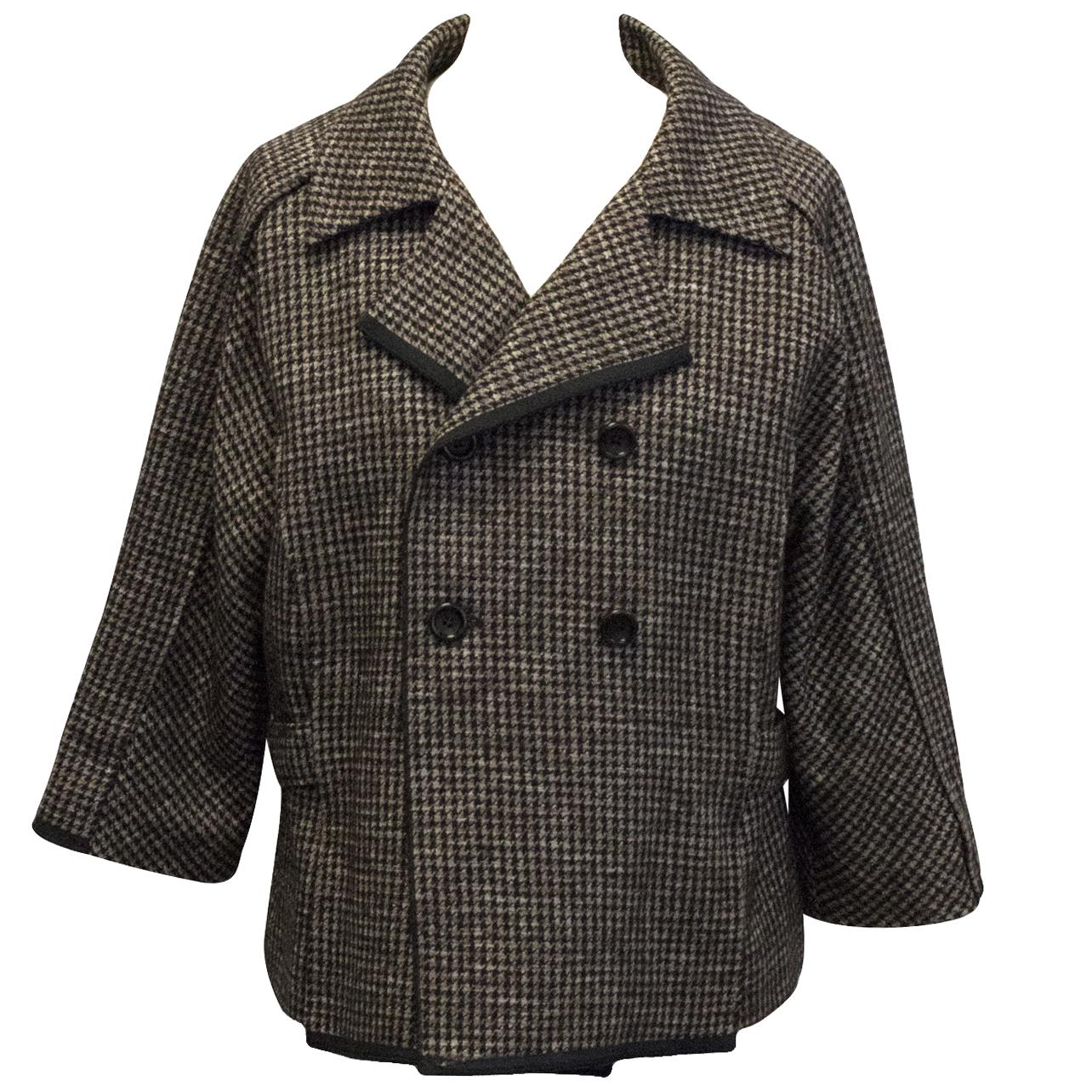 Olivier Strelli Brown Houndstooth Double Breasted Jacket