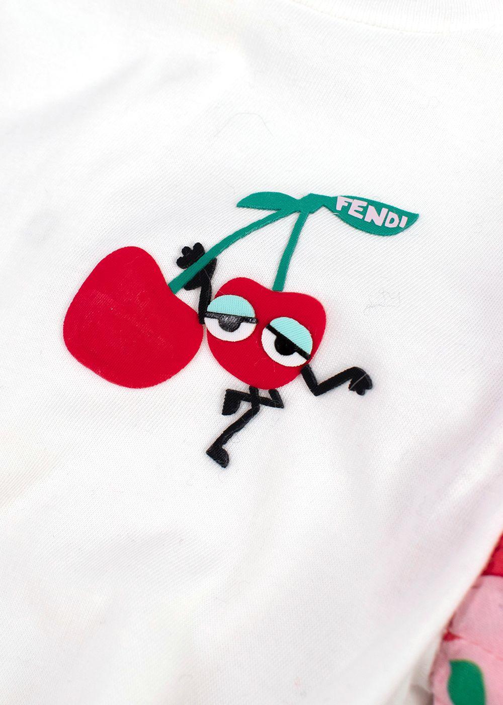Fendi White and Pink Cherry Print Dress (12 Months)