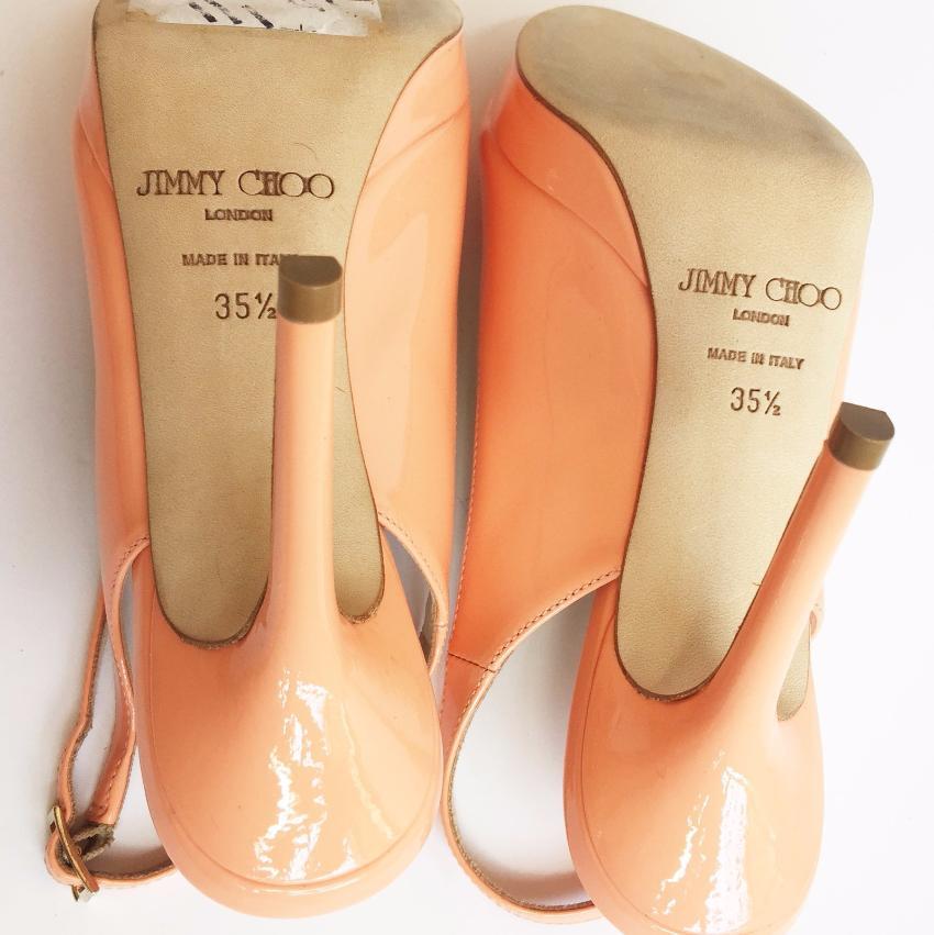 Jimmy Choo Nova Patent Leather Slingback Platform Sandals