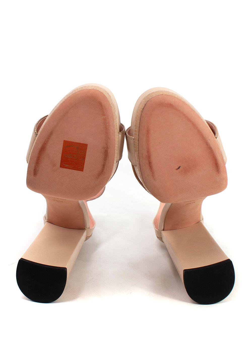 Rochas Nude Leather Platform Heels