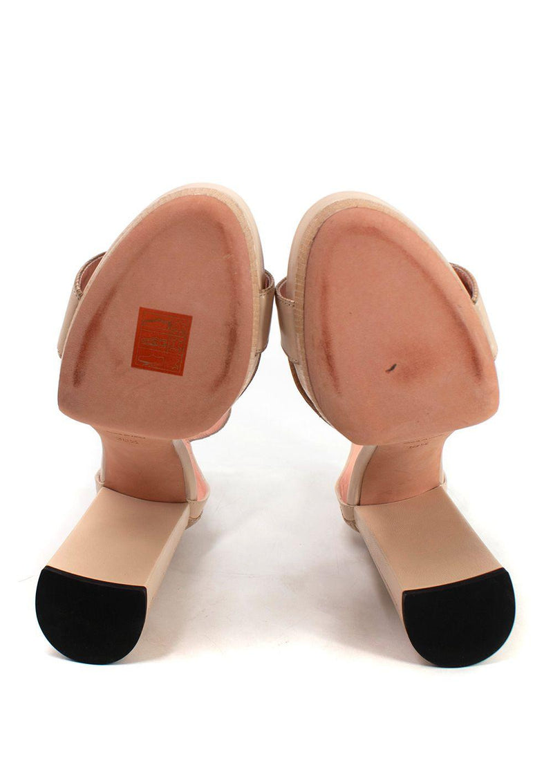 Rochas Nude Leather Platform Heels