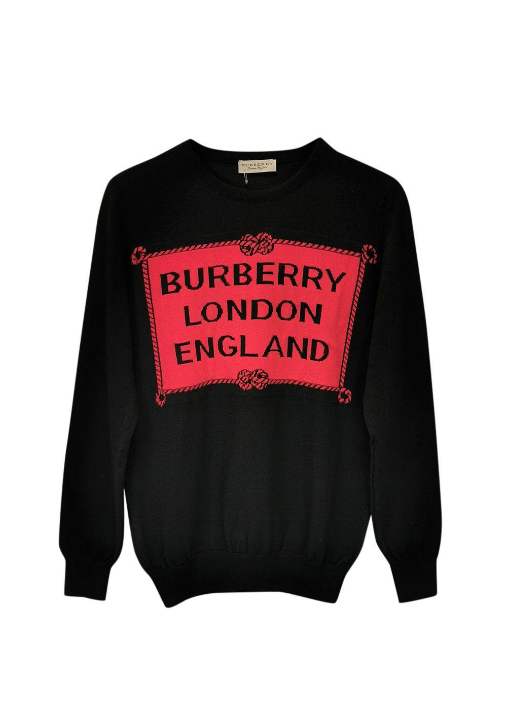 Burberry Black and Red Fine Knit Jumper
