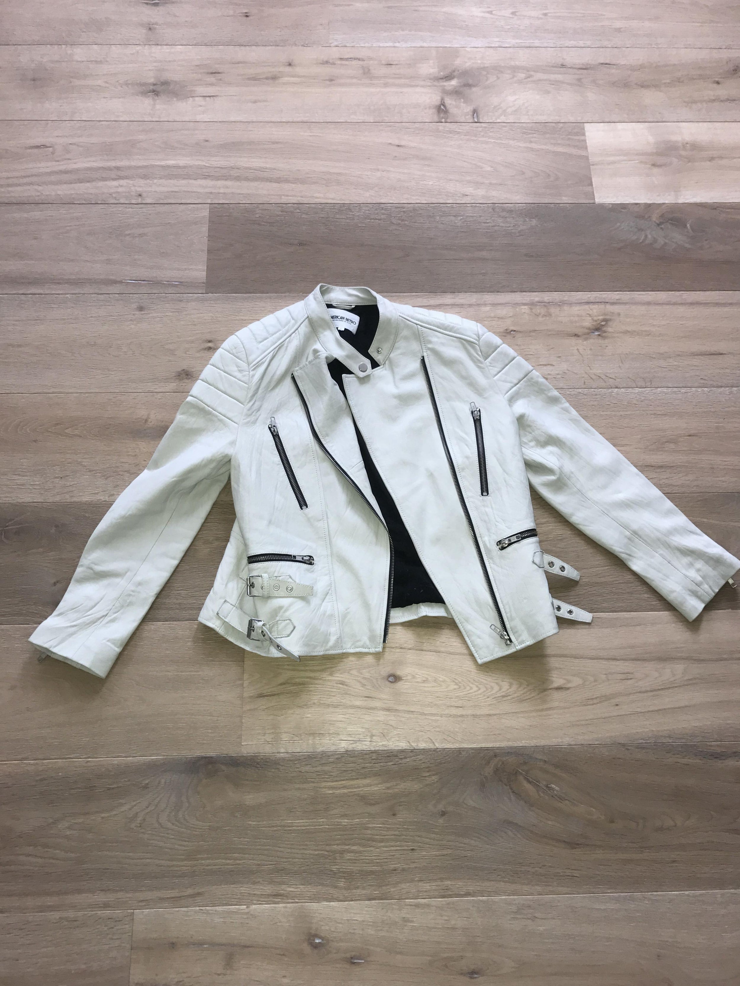 American Retro White Lamb Leather Jacket