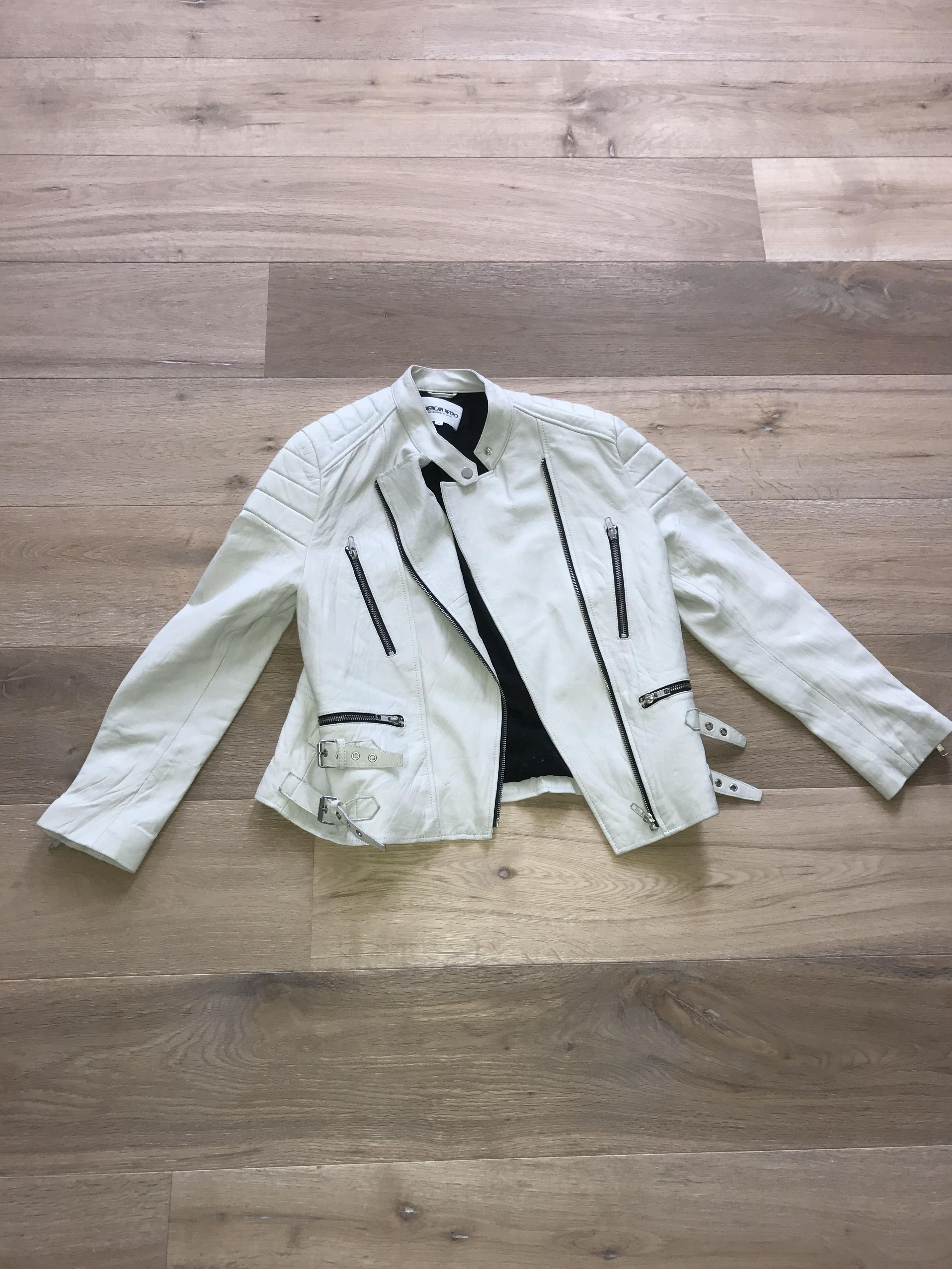 American Retro White Lamb Leather Jacket