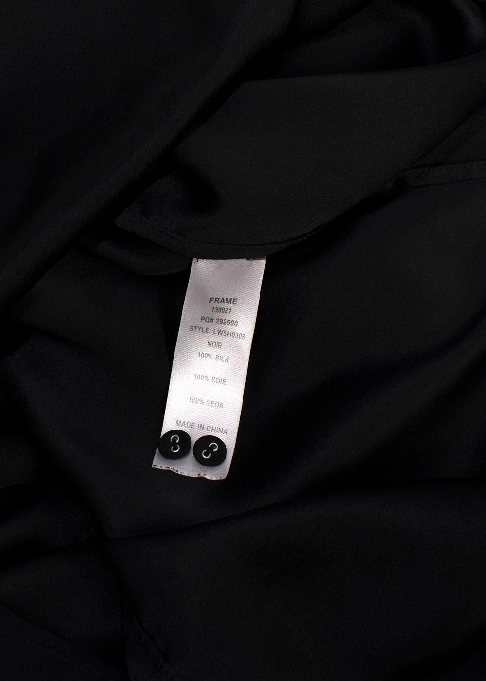Frame Black Silk Voluminous Cuff Blouse