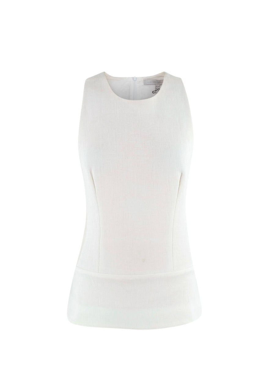 Victoria Beckham White Sleeveless Crepe Top
